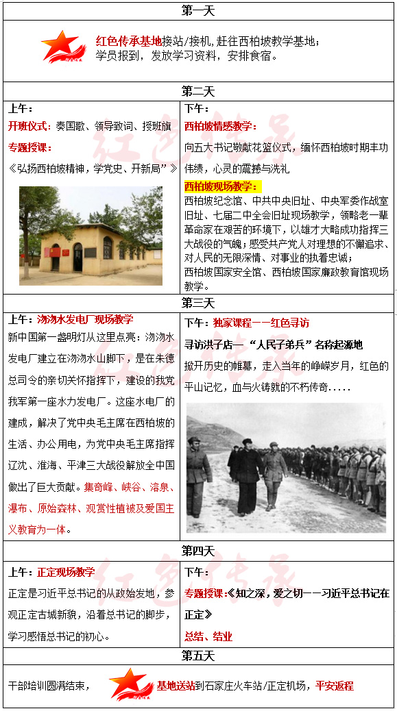 學(xué)習(xí)、弘揚(yáng)西柏坡精神5天方案